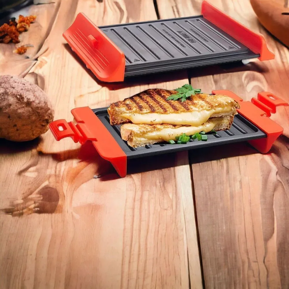 MICROWAVE SANDWICH MAKER Panini Press Grill Burger Steak Tray Crisper MACONEE